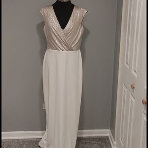 Champagne and white formal drese